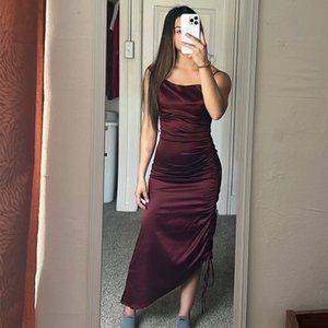 Women Red Satin Dress